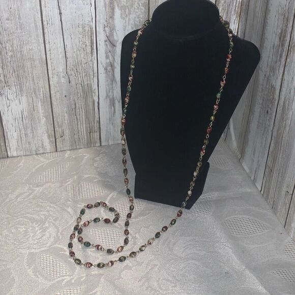 Vintage Boho Long Beaded Chain Necklace 21.5” - Picture 2 of 15